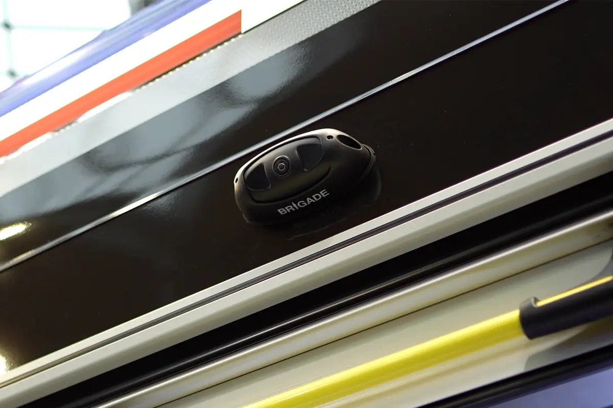 Brigade Backeye®360 AI with HFR Camera mounted on firetruck